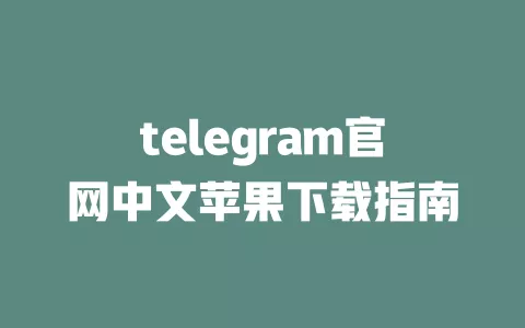 telegram官网中文苹果下载指南 一