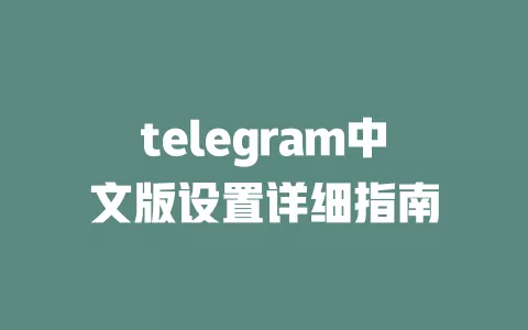 telegram中文版设置详细指南 一