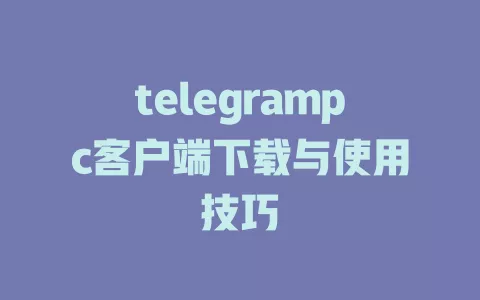 telegrampc客户端下载与使用技巧 一