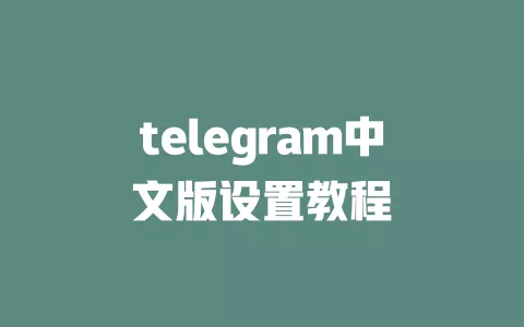 telegram中文版设置教程